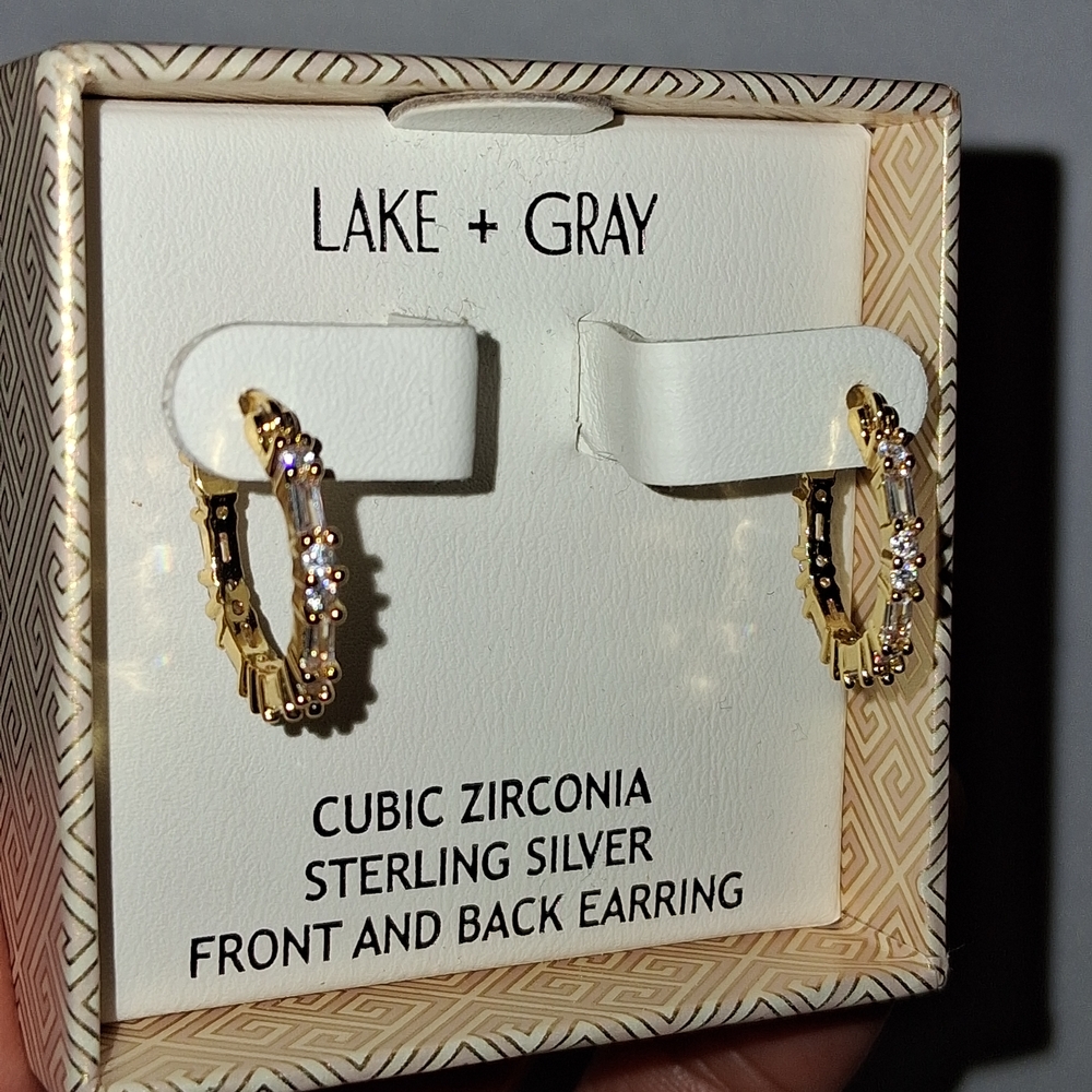 Lake + Gray Cubic Zirconia Hoop Earrings